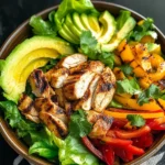 Grilled Chili Lime Chicken Fajita Salad