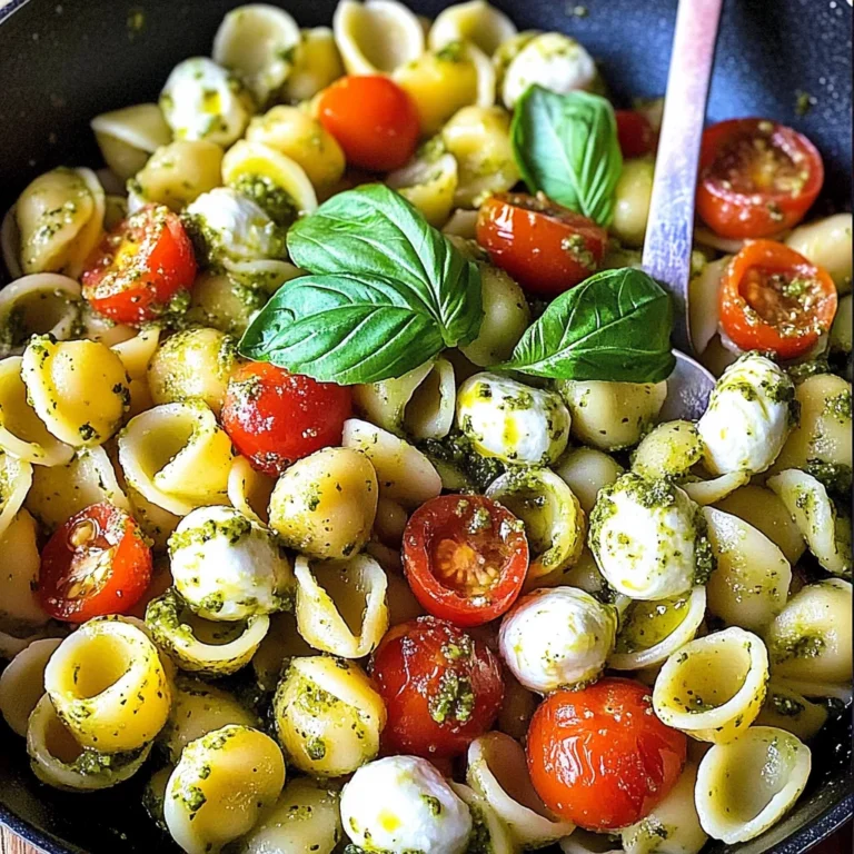 Orecchiette with Cherry Tomatoes, Mozzarella & Basil Pesto