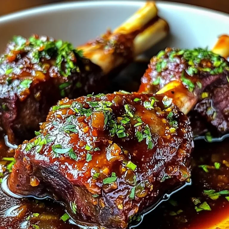 Braised Lamb Shanks in Red Wine and Herb Sauce
