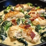 Creamy Chicken Alfredo with Spinach, Bacon, and Broccoli