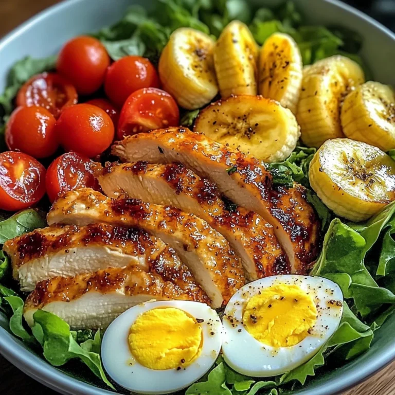 Crispy Chicken & Egg Salad Bowl with Fresh Banana & Greens
