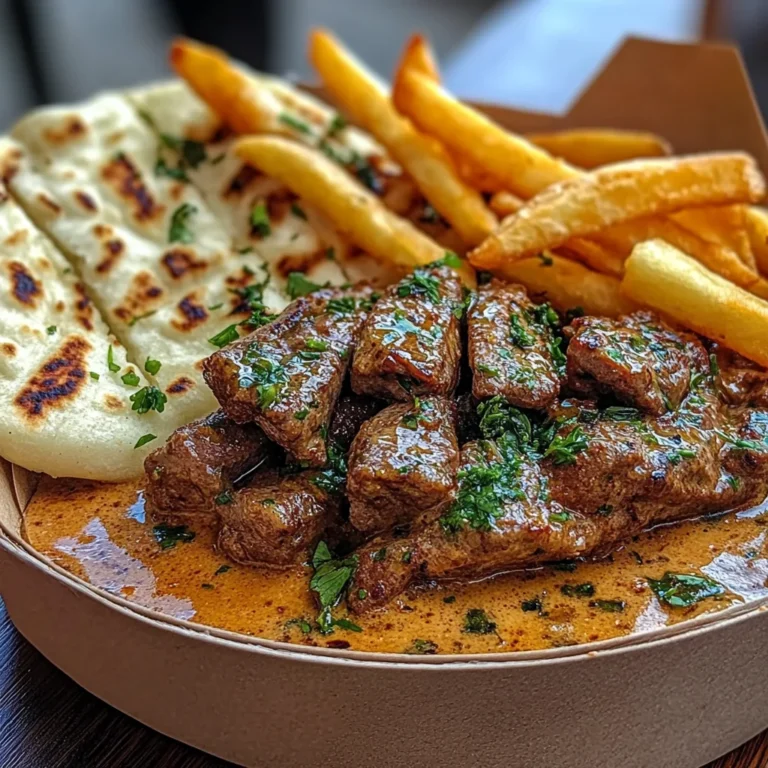 Garlic Butter Beef with Fries and Naan