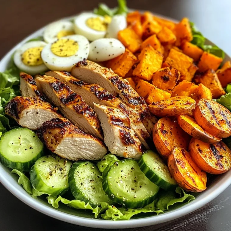 Grilled Chicken Salad Bowl with Sweet Potato Rounds & Eggs