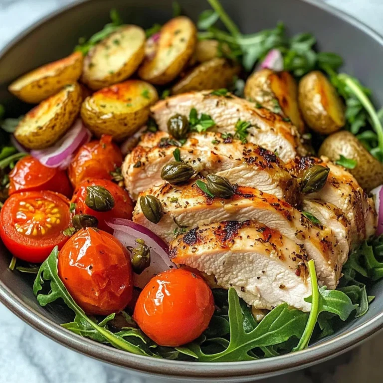 Herbed Chicken Bowl with Crispy Potatoes & Tomato Caper Salad