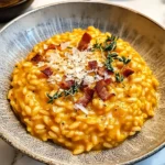 Pumpkin Risotto with Turkey Bacon & Parmesan