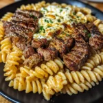 Spicy Garlic Butter Steak with Melted Mozzarella Rotini