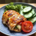 Tomato & Cheese Stuffed Chicken Breast with Cucumber-Tomato Salad