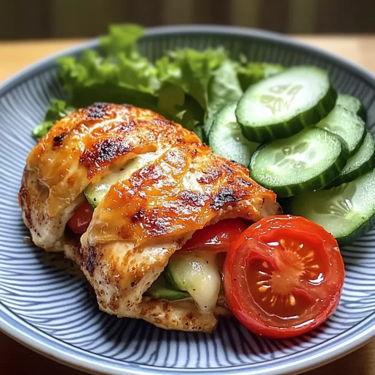 Tomato & Cheese Stuffed Chicken Breast with Cucumber-Tomato Salad