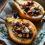 Baked Pears with Feta, Honey, and Cranberries