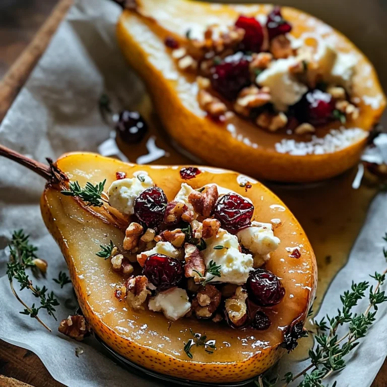 Baked Pears with Feta, Honey, and Cranberries