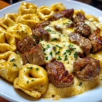 Cheesy Cajun Beef Tortellini in Creamy Garlic Alfredo
