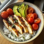 Chicken & Avocado Rice Bowl with Cherry Tomatoes