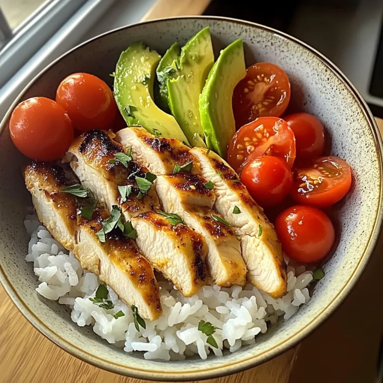 Chicken & Avocado Rice Bowl with Cherry Tomatoes