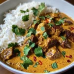Coconut-Curry Beef with Garlic Naan & Jasmine Rice