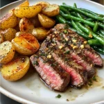 Garlic Herb Steak with Crispy Potatoes & Green Beans