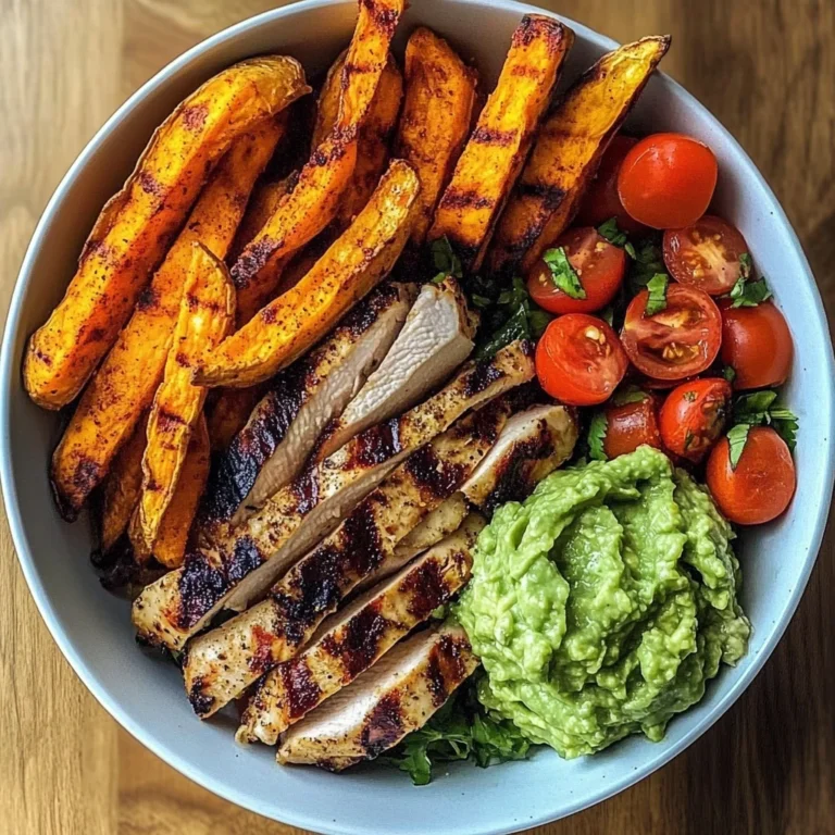 Grilled Chicken Power Bowl with Sweet Potato Fries & Fresh Guac