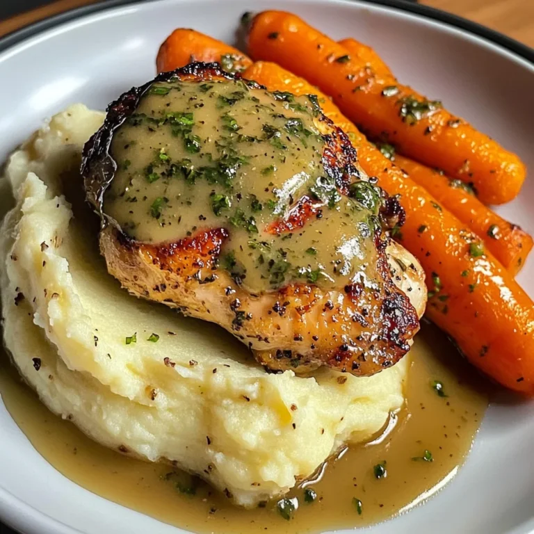 Herb-Cream Chicken with Mashed Potatoes & Glazed Carrots