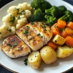 Herb-Crusted Fish with Steamed Veggies & Boiled Potatoes