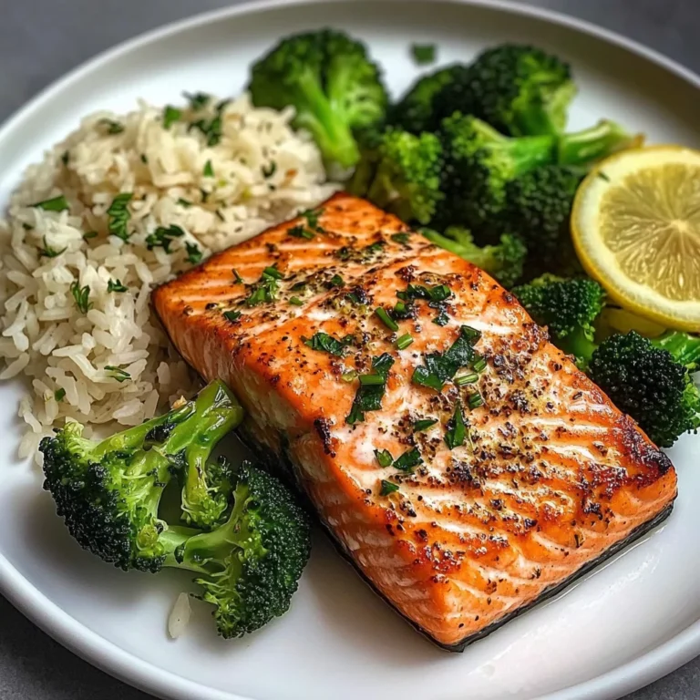 Lemon-Garlic Salmon with Broccoli & Herbed Rice
