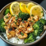 Lemon Garlic Chicken Bowl with Broccoli & Jasmine Rice