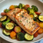 Pan-Seared Salmon with Garlic Veggie Medley