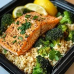 Salmon & Couscous Meal Prep with Roasted Broccoli