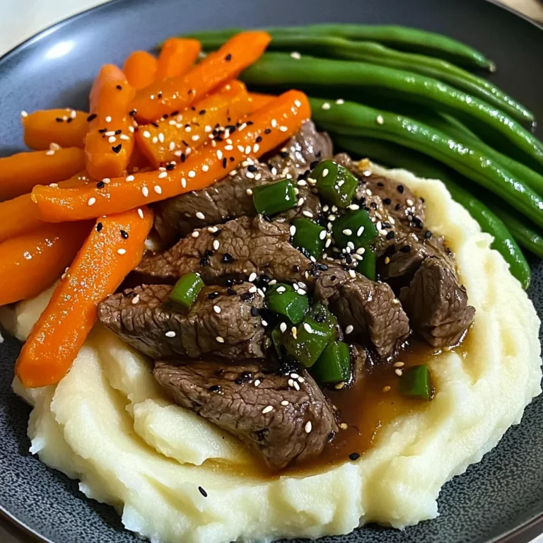 Savory Beef Plate with Mash, Carrots & Green Beans