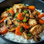 Savory Chicken Stir-Fry with Mushrooms, Carrots & Rice
