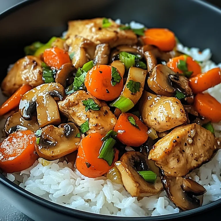Savory Chicken Stir-Fry with Mushrooms, Carrots & Rice