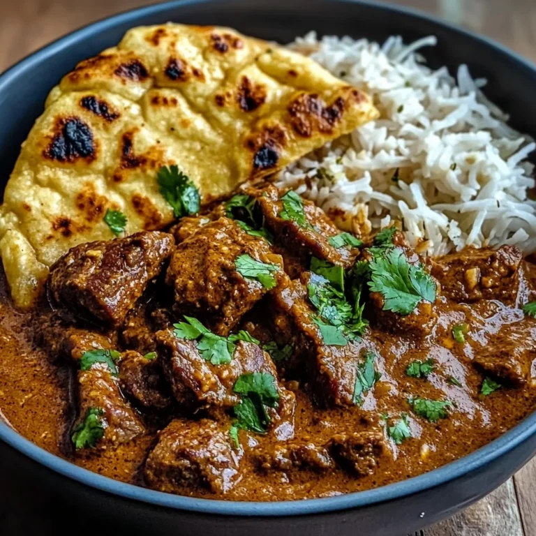 Slow-Cooked Beef and Coconut Curry with Garlic Naan