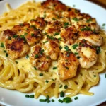 Spicy Garlic Chicken Linguine in Cheddar Parmesan Cream