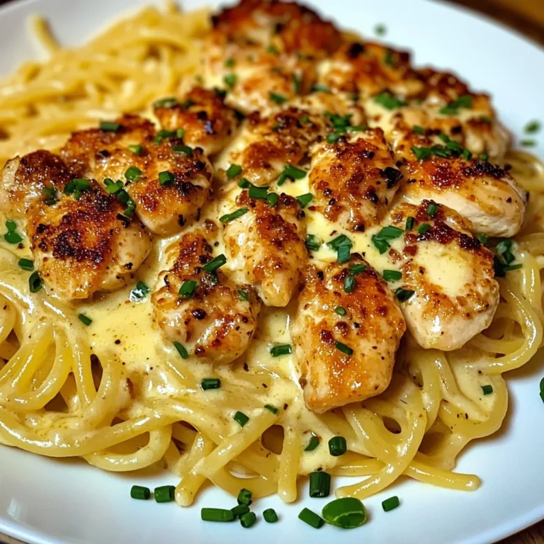 Spicy Garlic Chicken Linguine in Cheddar Parmesan Cream
