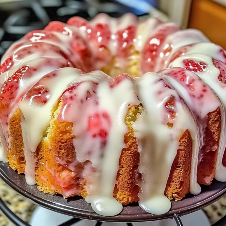Strawberry Cream Cheese Pound Cake with White Glaze