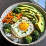 Sunny Egg & Veggie Rice Bowl with Avocado