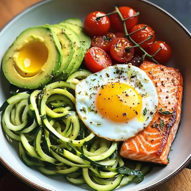 Zoodle Power Plate with Salmon, Avocado & Sunny Egg